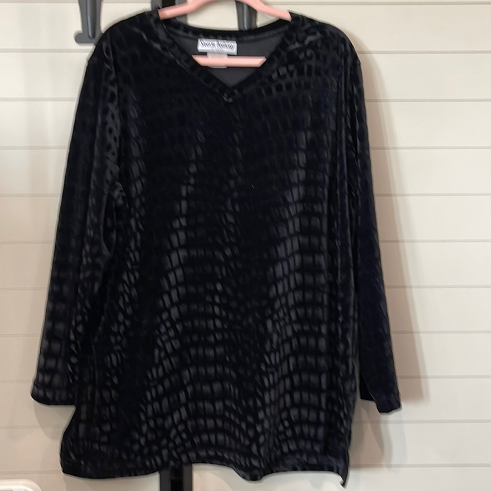 Sharon Anthony black velour type blouse.